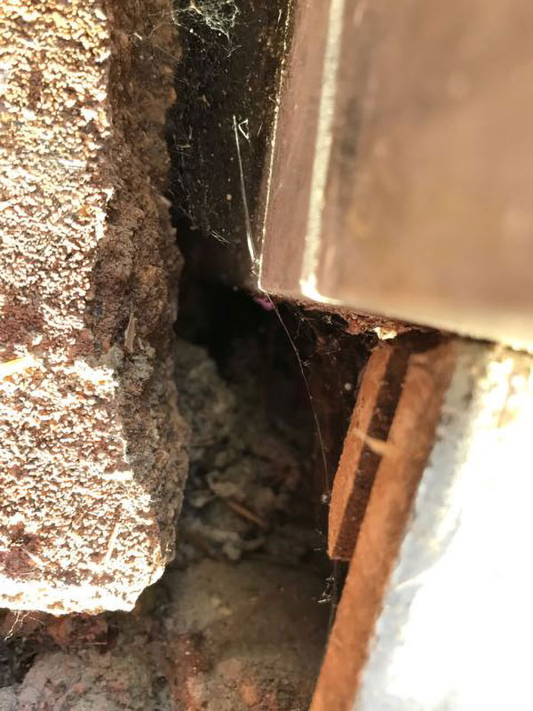 Asbestos overspray debris from sprayed insulation. Can be found in any voids, cracks or crevices near historic asbestos sprayed insulation coatings.